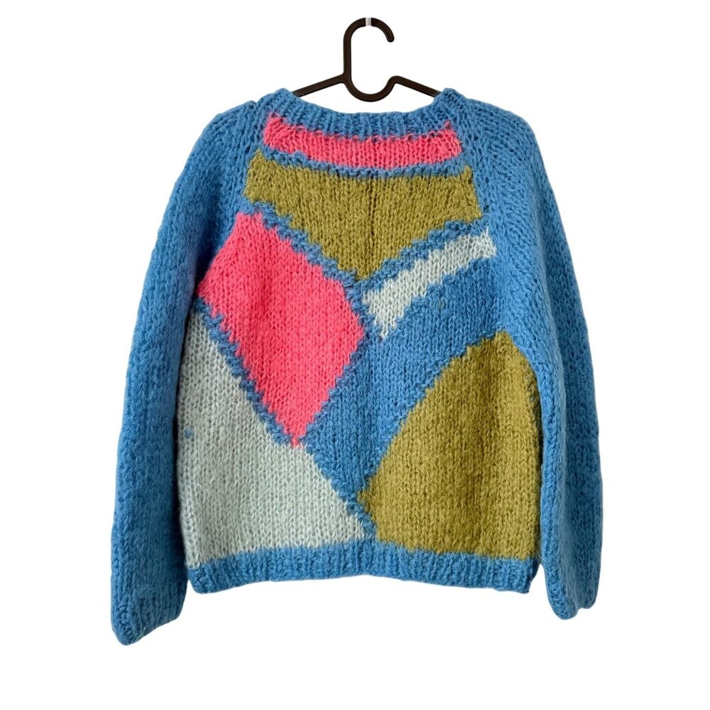 VTG Joyce Sportswear Italy Multicolor Wool Patchwork Sweater Womens Size Small